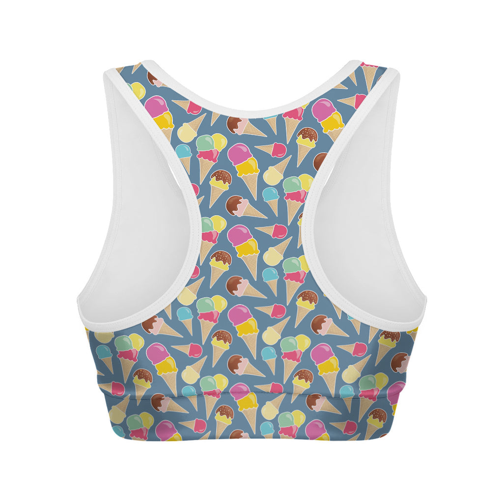 Colorful Ice Cream Pattern Print Women's Sports Bra