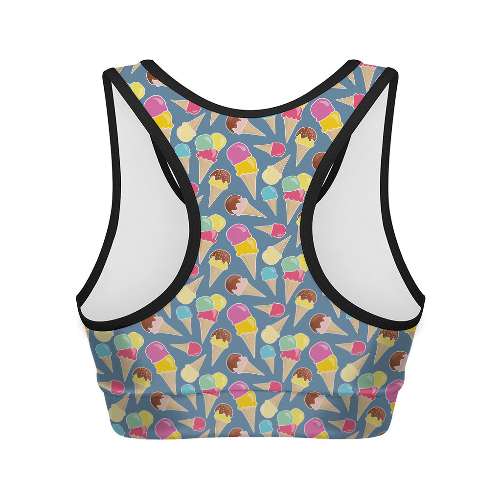 Colorful Ice Cream Pattern Print Women's Sports Bra