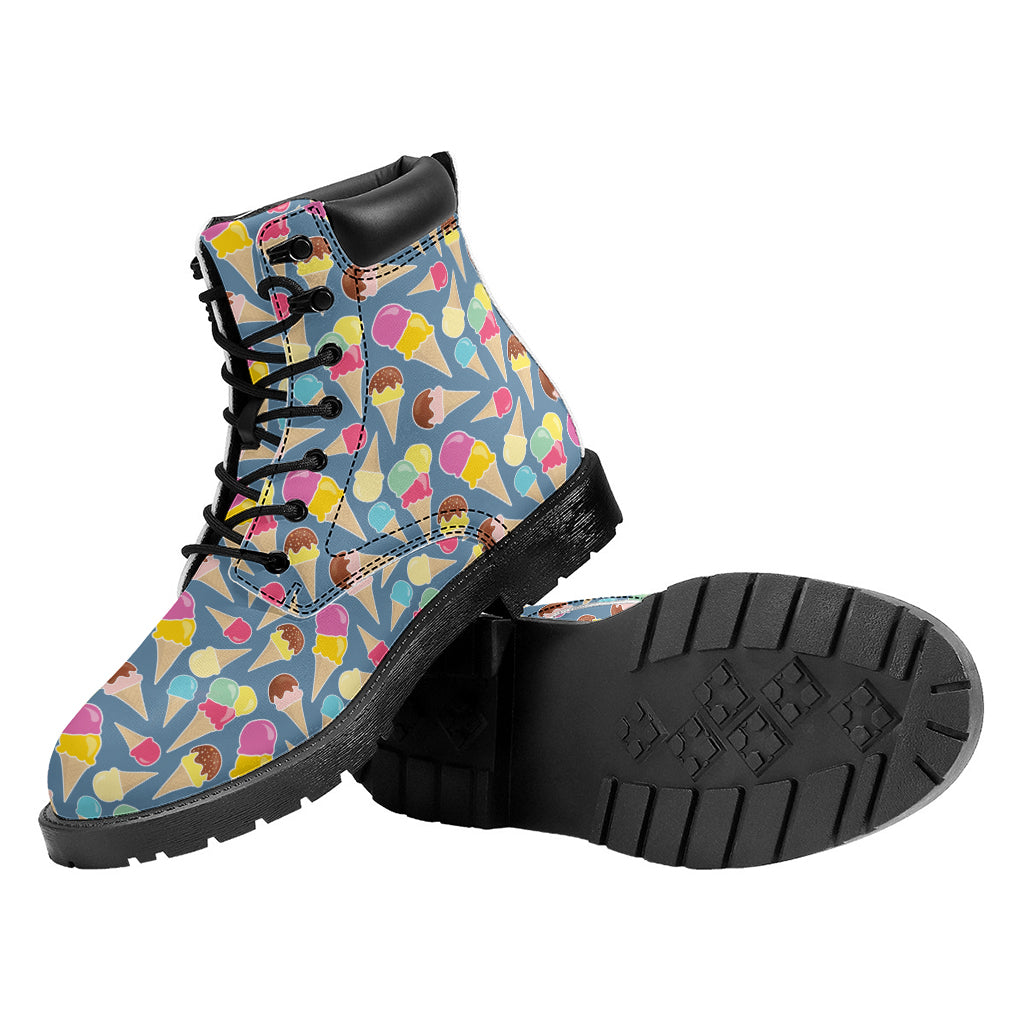 Colorful Ice Cream Pattern Print Work Boots