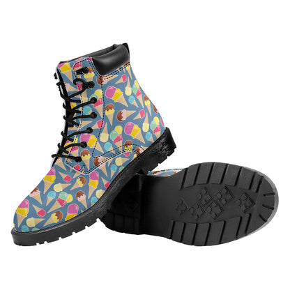 Colorful Ice Cream Pattern Print Work Boots