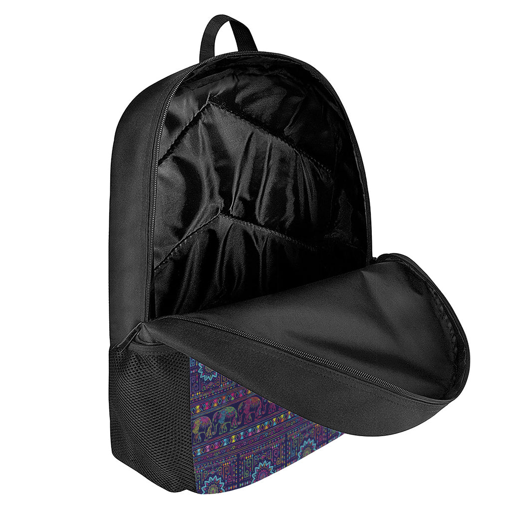 Colorful Indian Elephant Pattern Print 17 Inch Backpack
