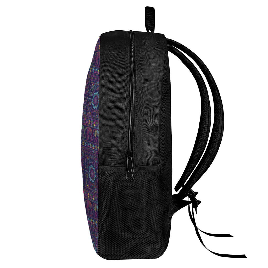 Colorful Indian Elephant Pattern Print 17 Inch Backpack