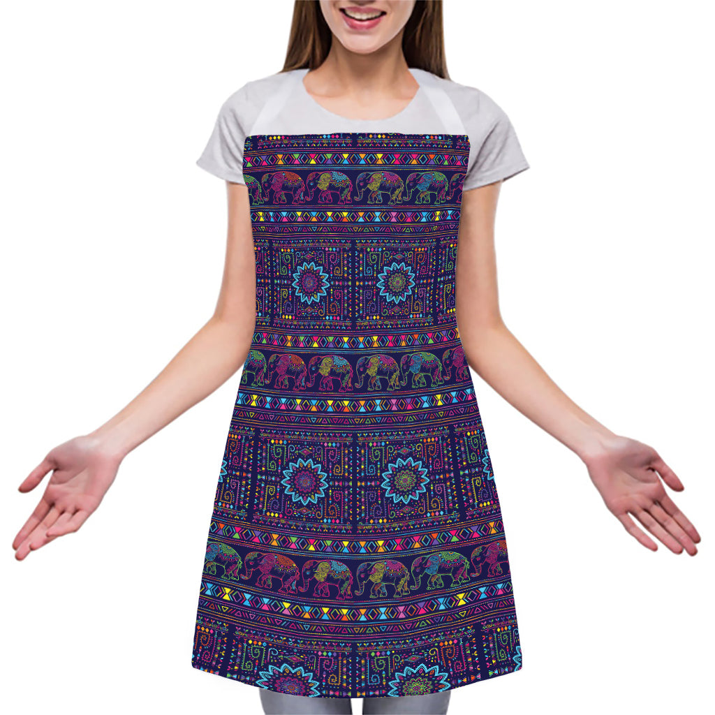 Colorful Indian Elephant Pattern Print Adjustable Apron