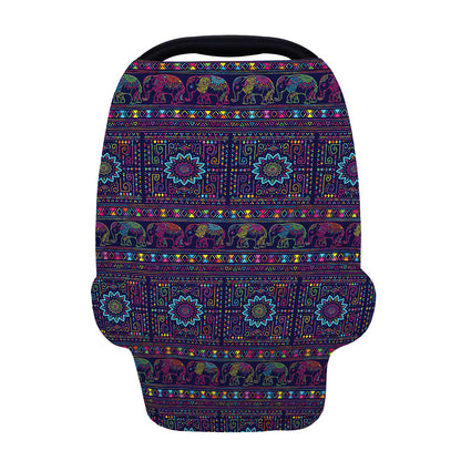Colorful Indian Elephant Pattern Print Baby Seat Cover