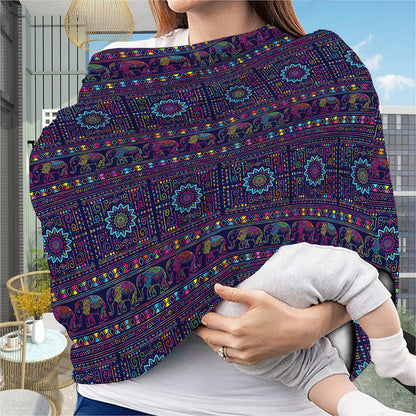 Colorful Indian Elephant Pattern Print Baby Seat Cover