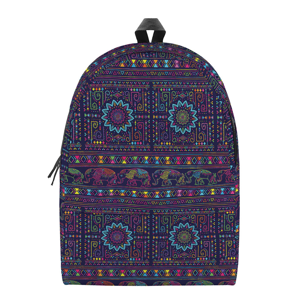 Colorful Indian Elephant Pattern Print Backpack