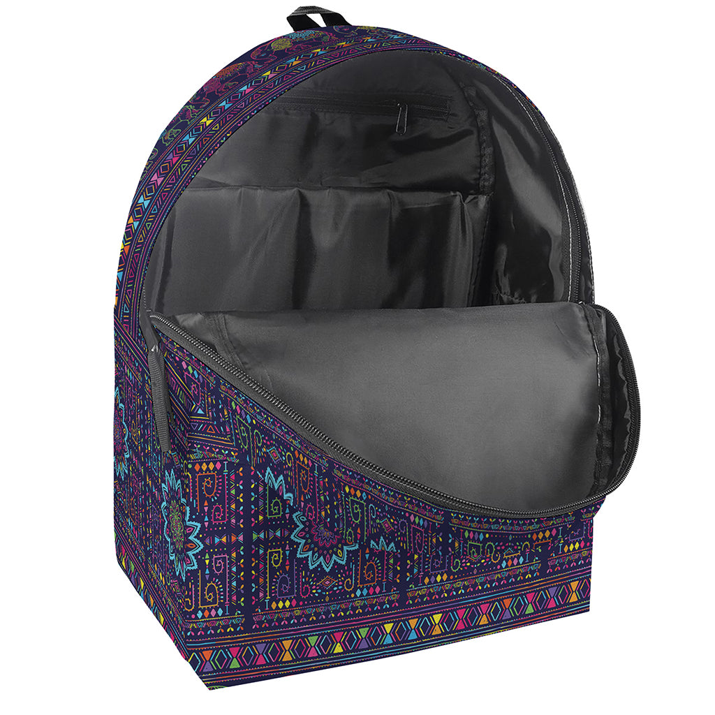 Colorful Indian Elephant Pattern Print Backpack