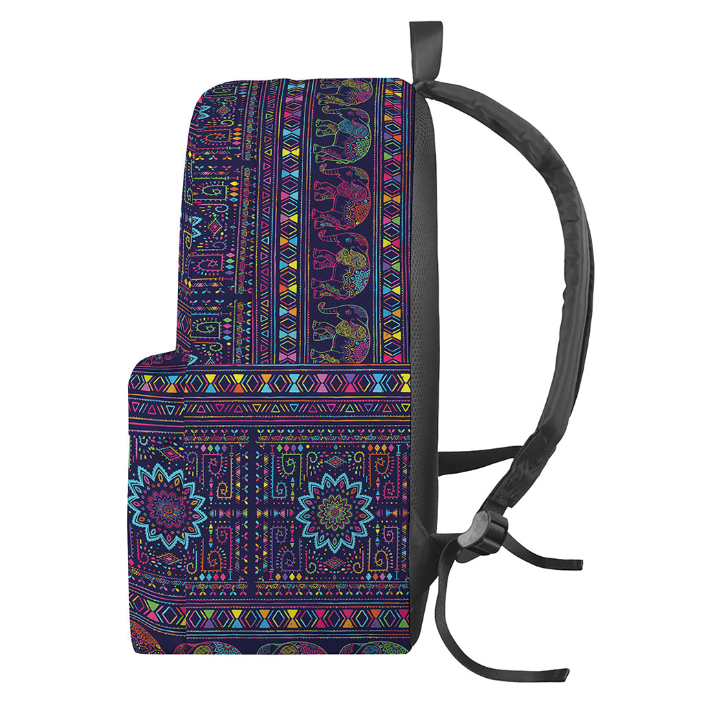 Colorful Indian Elephant Pattern Print Backpack