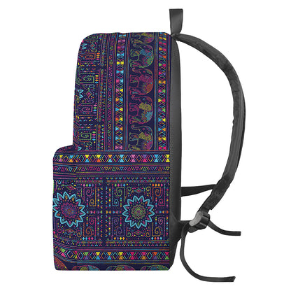 Colorful Indian Elephant Pattern Print Backpack