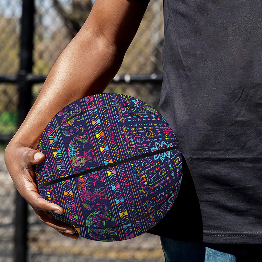 Colorful Indian Elephant Pattern Print Basketball