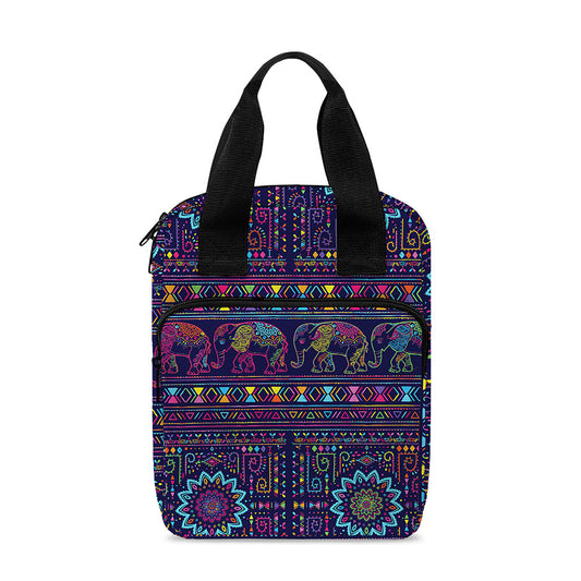 Colorful Indian Elephant Pattern Print Bible Tote Bag