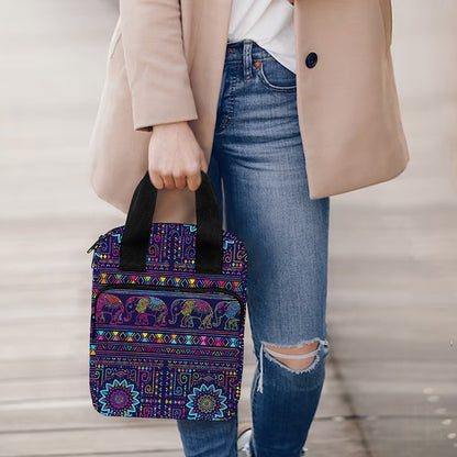 Colorful Indian Elephant Pattern Print Bible Tote Bag
