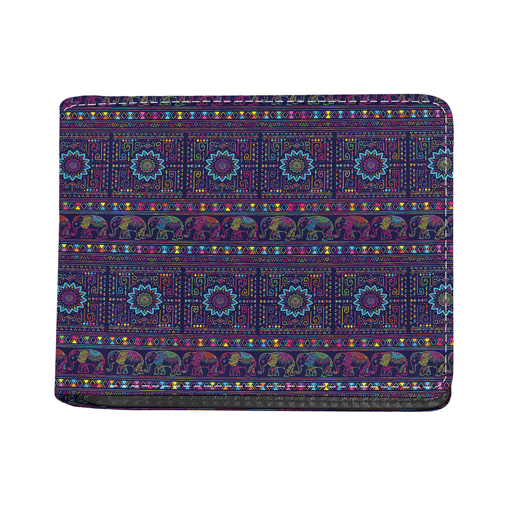 Colorful Indian Elephant Pattern Print Bifold Wallet