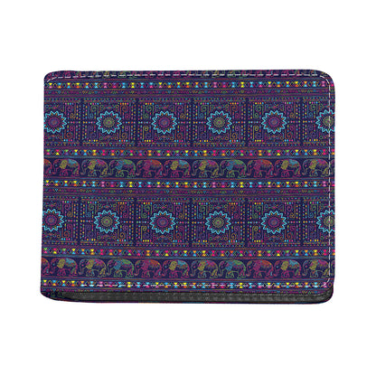 Colorful Indian Elephant Pattern Print Bifold Wallet