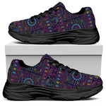 Colorful Indian Elephant Pattern Print Black Chunky Shoes