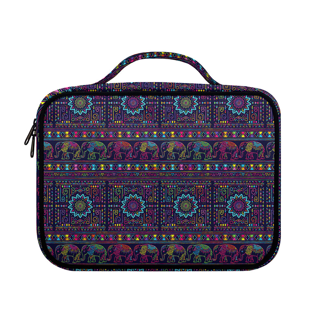 Colorful Indian Elephant Pattern Print Briefcase Bible Bag