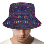 Colorful Indian Elephant Pattern Print Bucket Hat