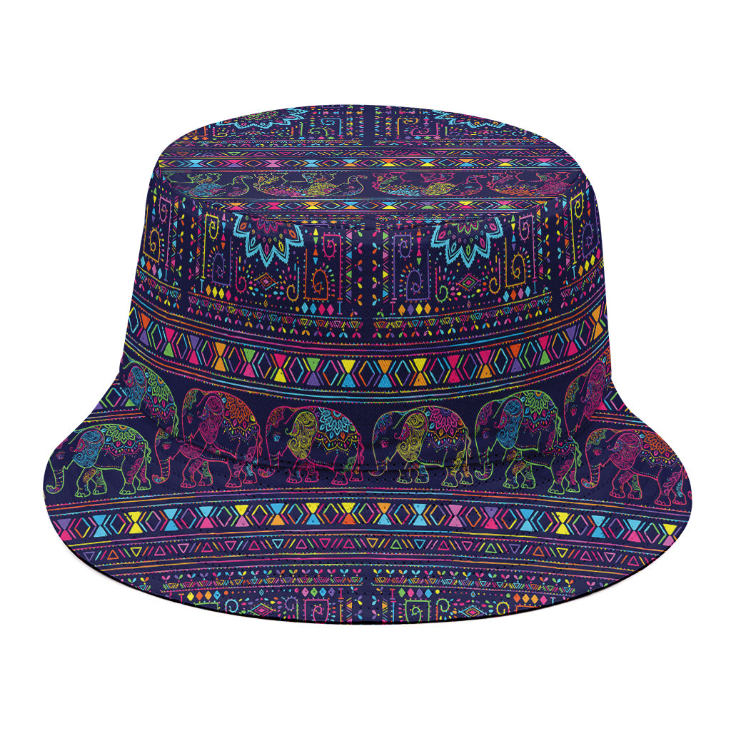 Colorful Indian Elephant Pattern Print Bucket Hat
