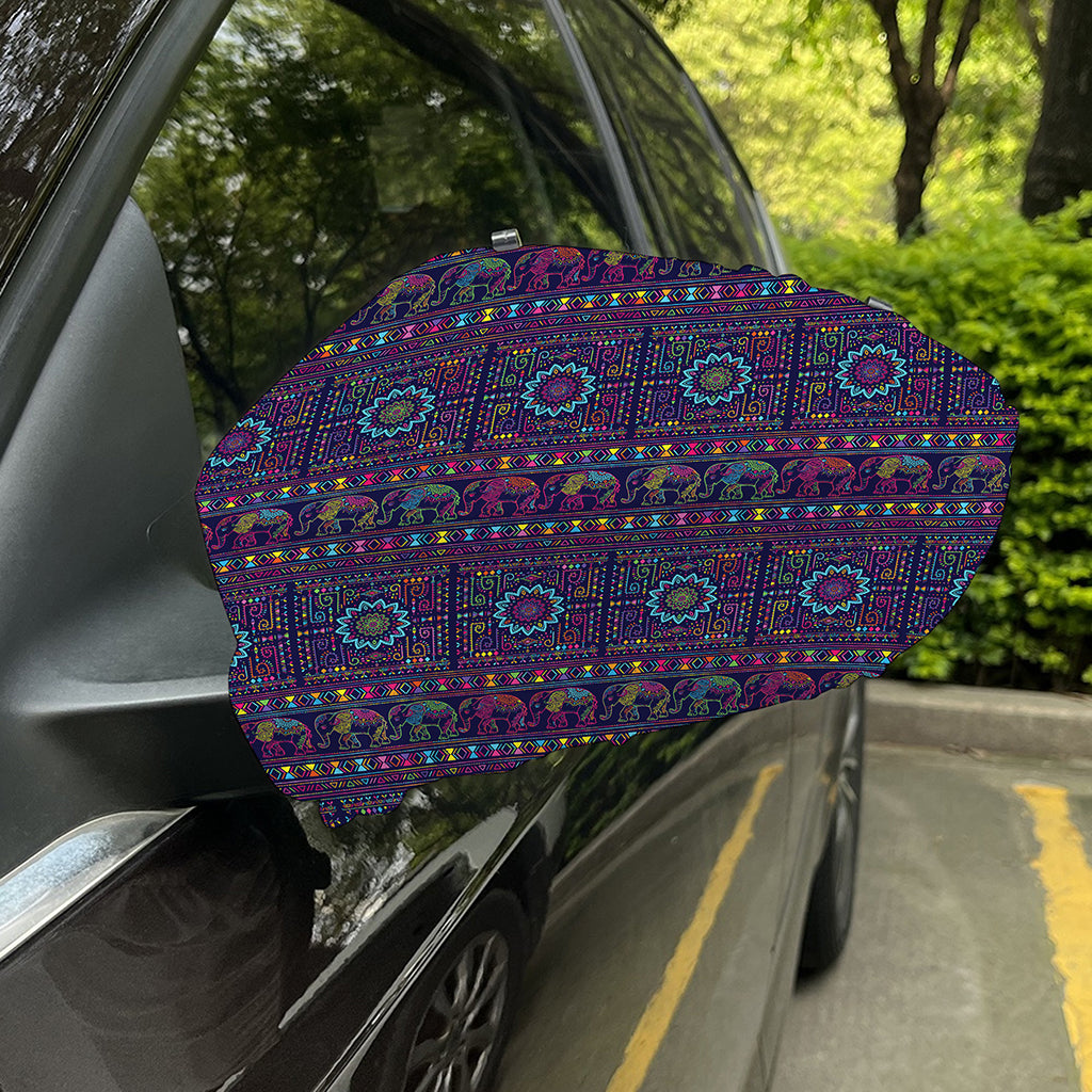 Colorful Indian Elephant Pattern Print Car Side Mirror Covers