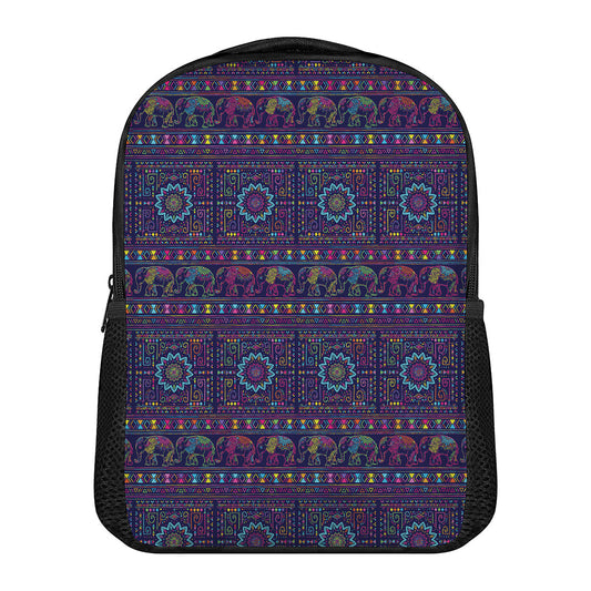 Colorful Indian Elephant Pattern Print Casual Backpack