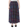 Colorful Indian Elephant Pattern Print Chiffon Maxi Skirt