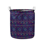 Colorful Indian Elephant Pattern Print Collapsible Laundry Basket