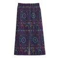 Colorful Indian Elephant Pattern Print Cotton Front Slit Maxi Skirt