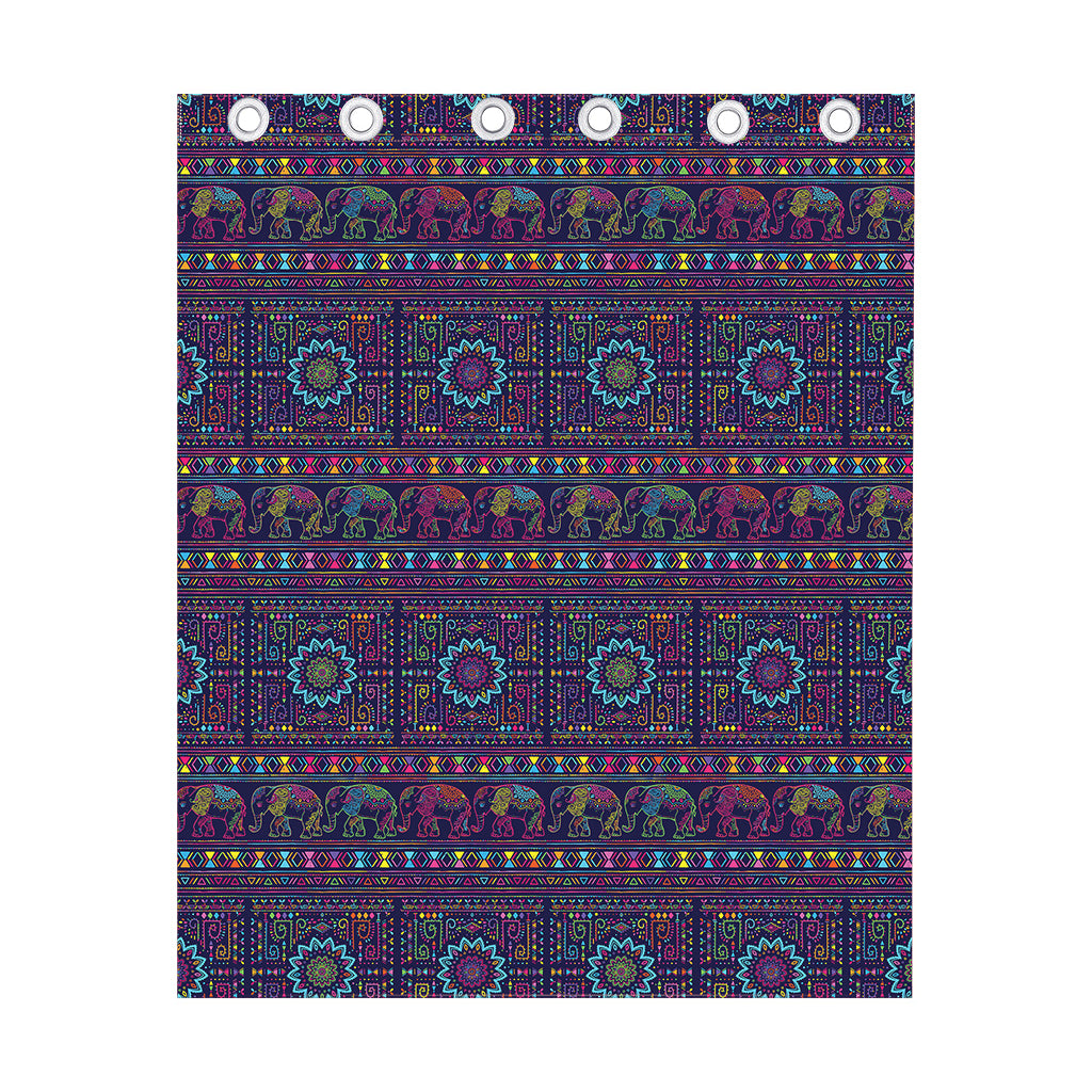 Colorful Indian Elephant Pattern Print Curtain