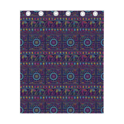 Colorful Indian Elephant Pattern Print Curtain