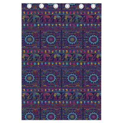 Colorful Indian Elephant Pattern Print Curtain