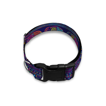 Colorful Indian Elephant Pattern Print Dog Collar