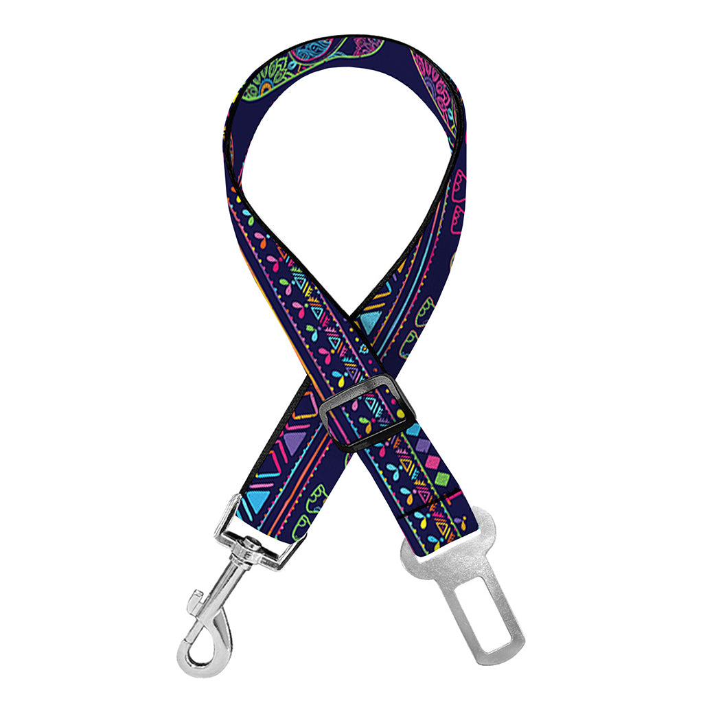 Colorful Indian Elephant Pattern Print Dog Seat Belt
