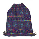 Colorful Indian Elephant Pattern Print Drawstring Bag