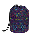 Colorful Indian Elephant Pattern Print Drawstring Makeup Bag