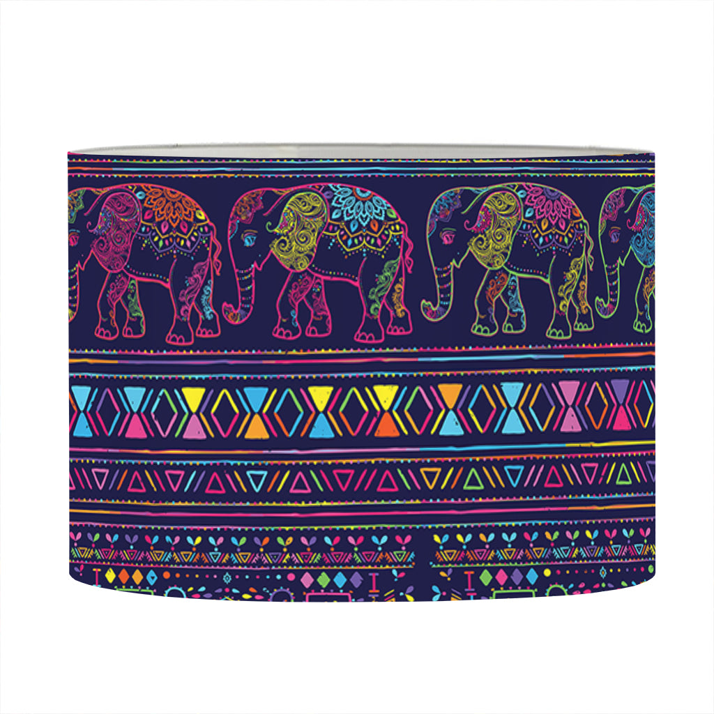 Colorful Indian Elephant Pattern Print Drum Lamp Shade