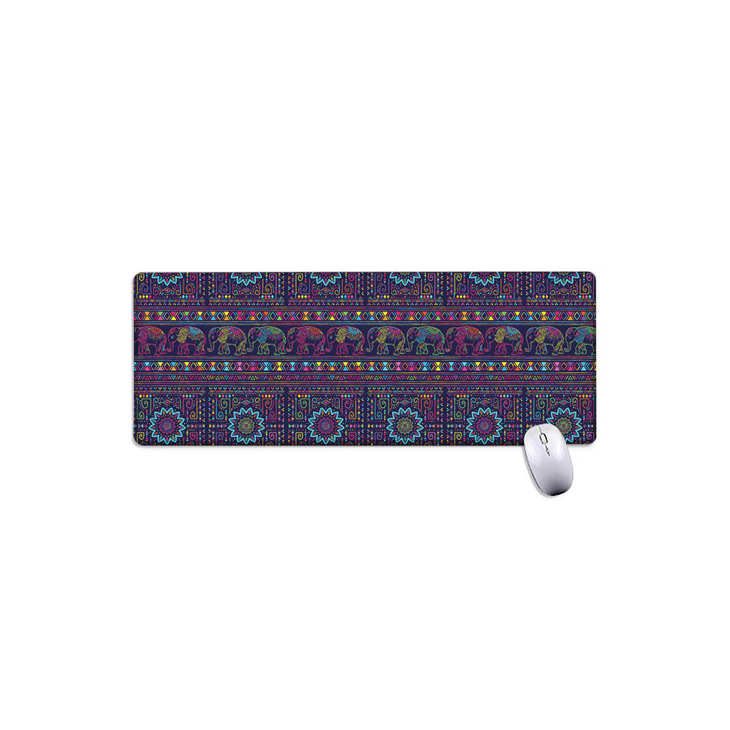 Colorful Indian Elephant Pattern Print Extended Mouse Pad
