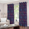 Colorful Indian Elephant Pattern Print Grommet Curtains