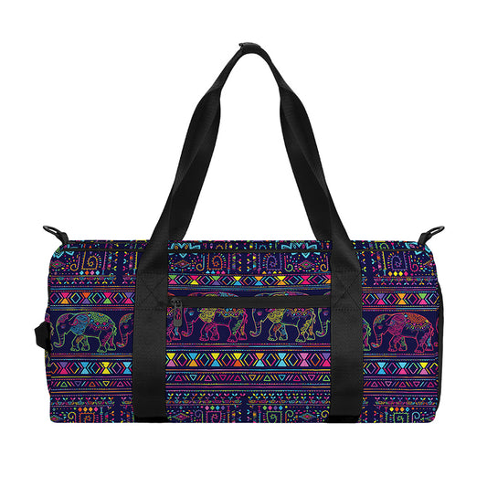 Colorful Indian Elephant Pattern Print Gym Bag
