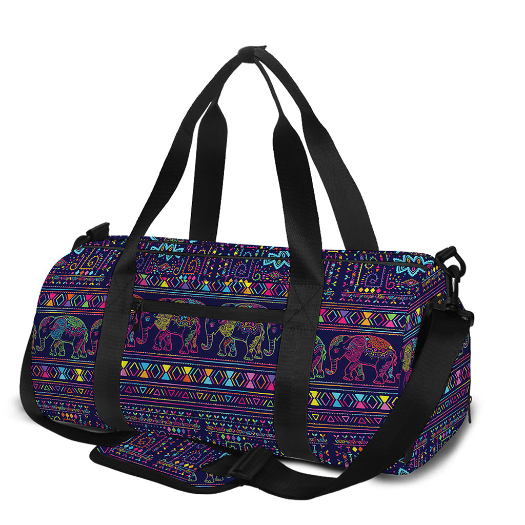 Colorful Indian Elephant Pattern Print Gym Bag