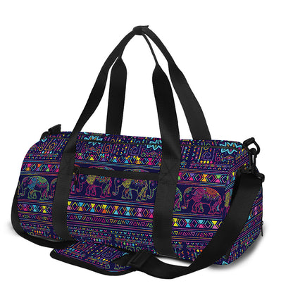 Colorful Indian Elephant Pattern Print Gym Bag