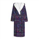 Colorful Indian Elephant Pattern Print Hooded Bathrobe