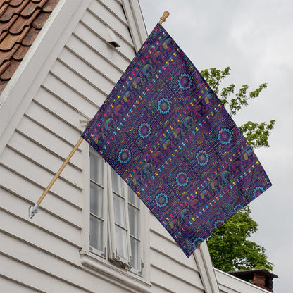 Colorful Indian Elephant Pattern Print House Flag