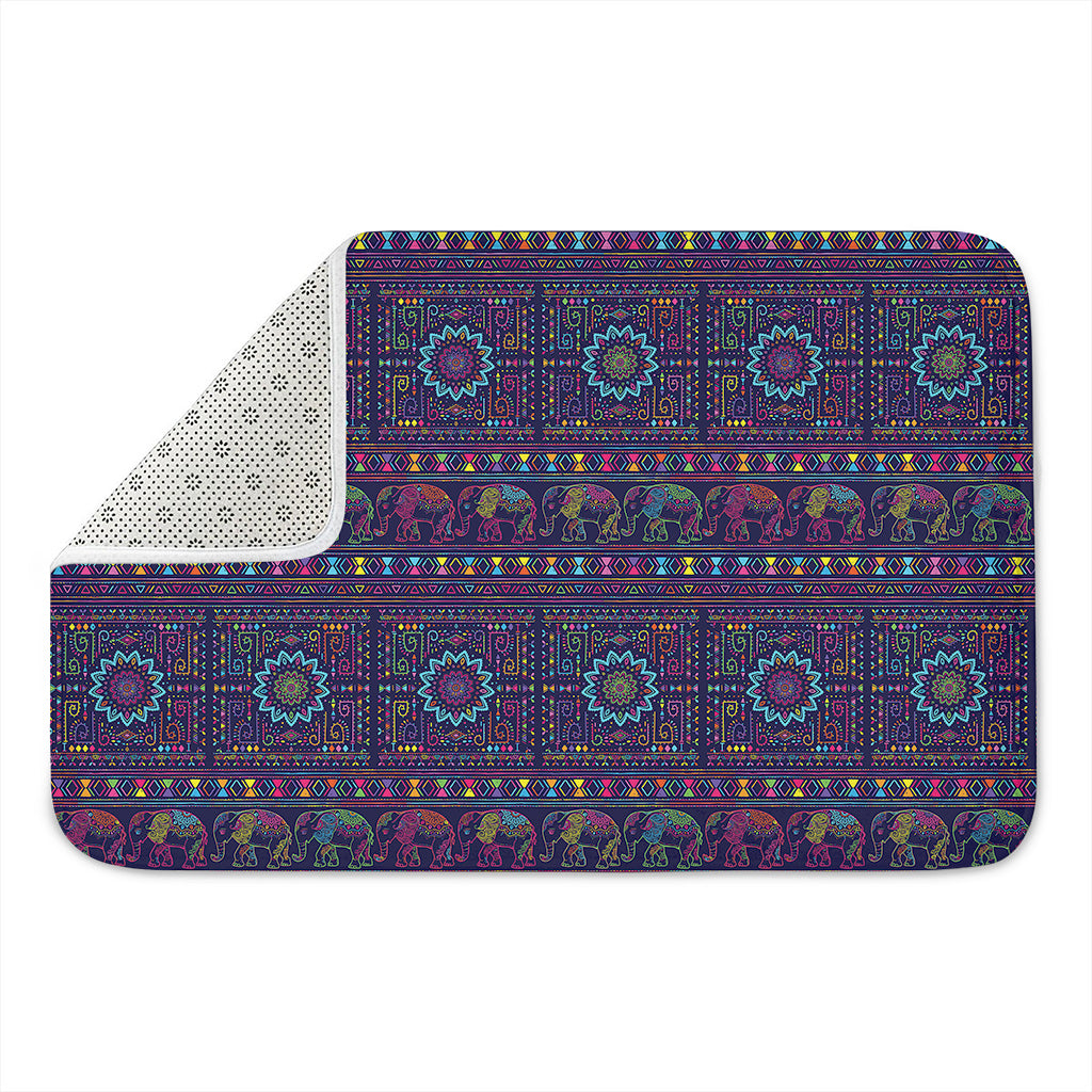 Colorful Indian Elephant Pattern Print Indoor Door Mat
