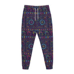 Colorful Indian Elephant Pattern Print Jogger Pants