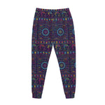 Colorful Indian Elephant Pattern Print Jogger Pants