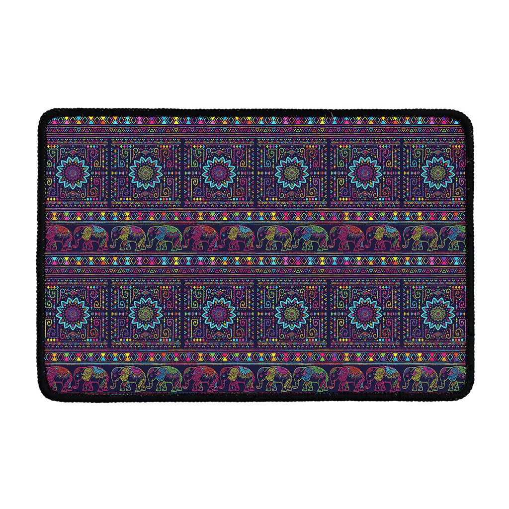 Colorful Indian Elephant Pattern Print Kitchen Mat