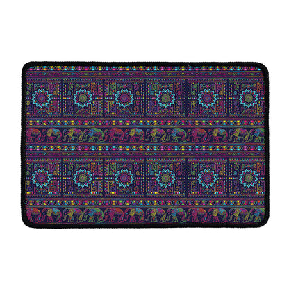 Colorful Indian Elephant Pattern Print Kitchen Mat