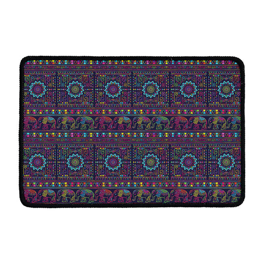 Colorful Indian Elephant Pattern Print Kitchen Mat