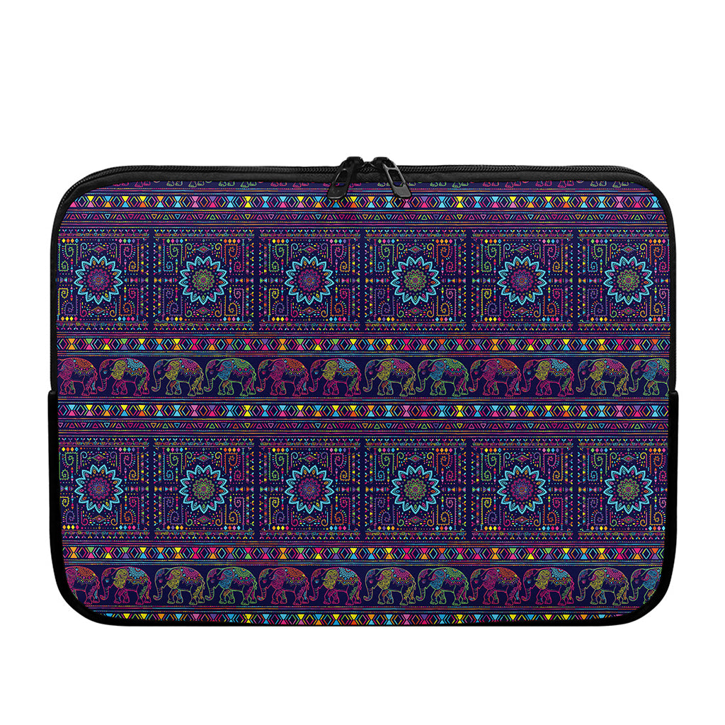 Colorful Indian Elephant Pattern Print Laptop Sleeve
