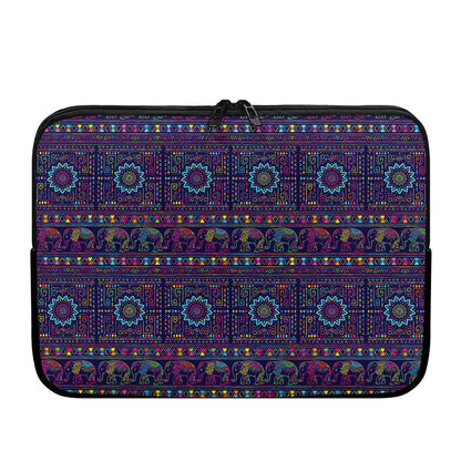 Colorful Indian Elephant Pattern Print Laptop Sleeve